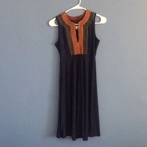 akiko size small blue & leather midi dress